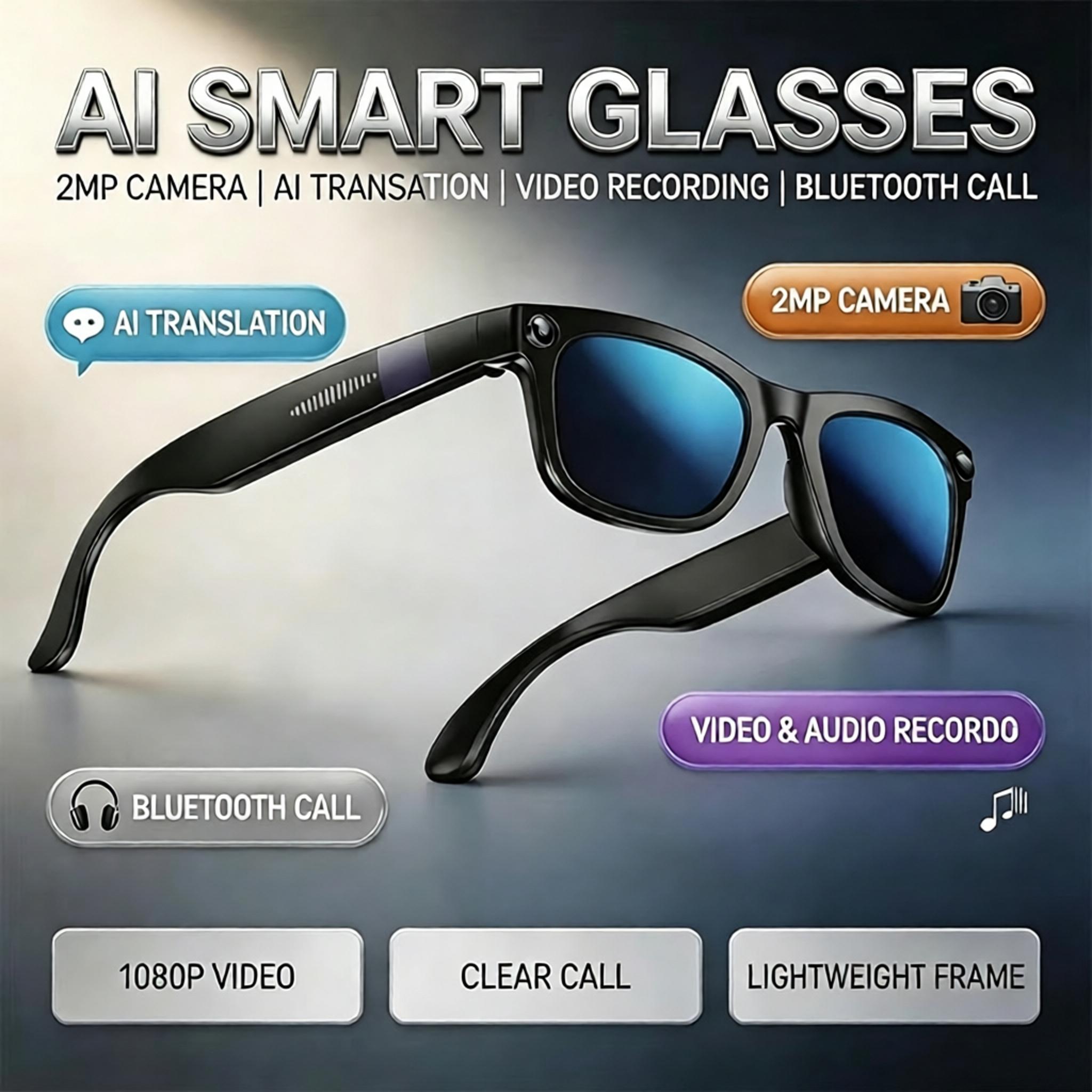 Audio Music Recording - New AI Bluetooth Smart Glasses With
